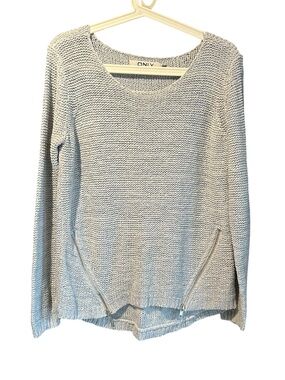 Only Light Gray Knit Scoop Neck Sweater
